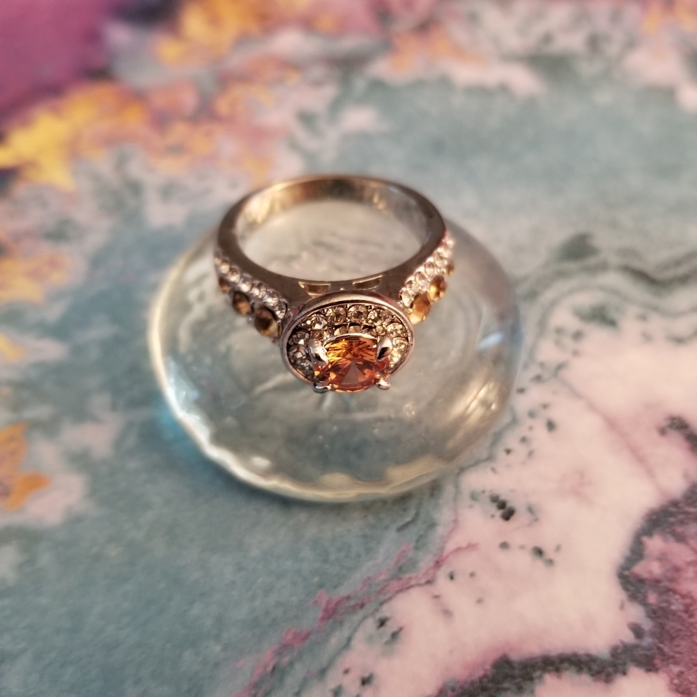 Champagne & White Engagement Ring